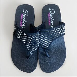 Skechers Women’s Yoga Foam Sparkle Thong Sandals Size 8 Comfort Flip Flops